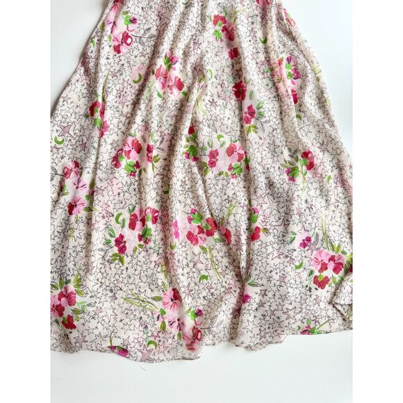 ZARA Off White Floral Star Print Crinkle Chiffon Fit & Flare Midi Dress, Size S - Picture 9 of 15